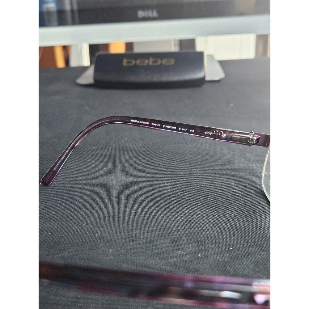 Bebe Tough Cookie BB5127 Plum Semi-Rimless Eyeglass Frames 51-17-140 Case